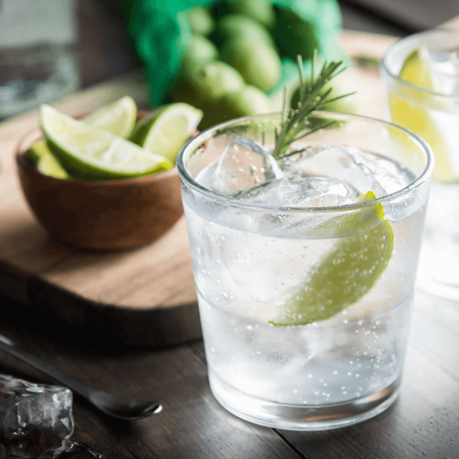 Gin and Tonic with Rosemary and lime