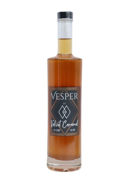 Bottle of Vesper liqueur on a white background